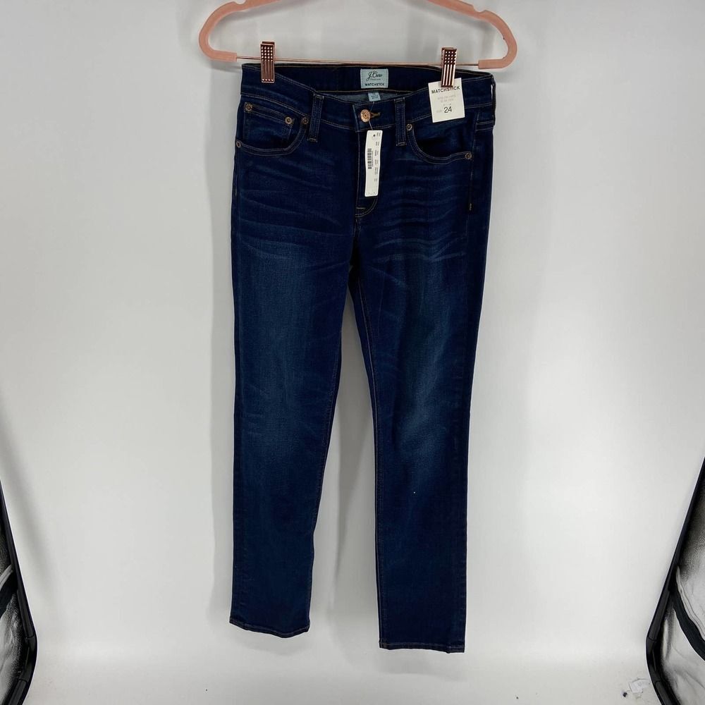 J. Crew Matchstick Blue Dark Wash Skinny Slim Jean Womens 24 NWT